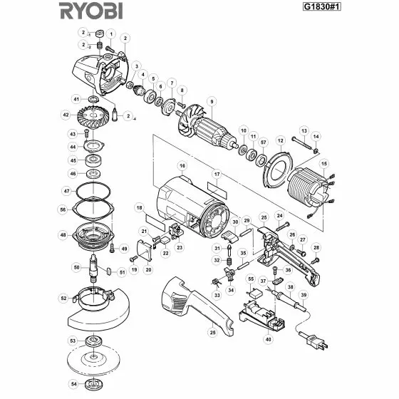 Ryobi G1830 Spare Parts List Type: 1000021175